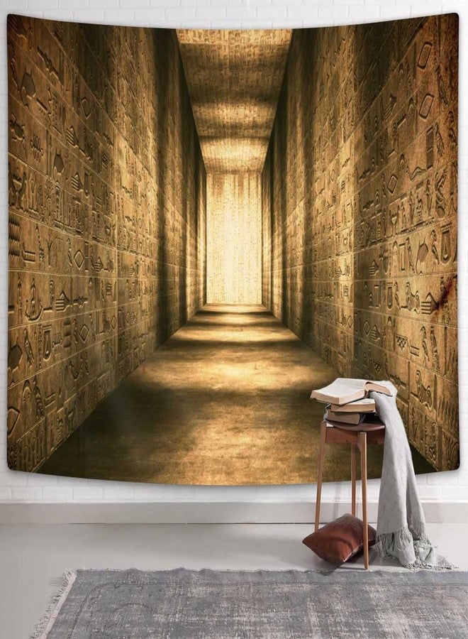 Hajmsug Golden Ancient Egyptian Tapestry, Vintage Historical Egypt Corridor Tapestry Wall Hanging Egyptian Mural Tapestries Bedroom Living Room Dorm Decor, 60x40 - Image 1